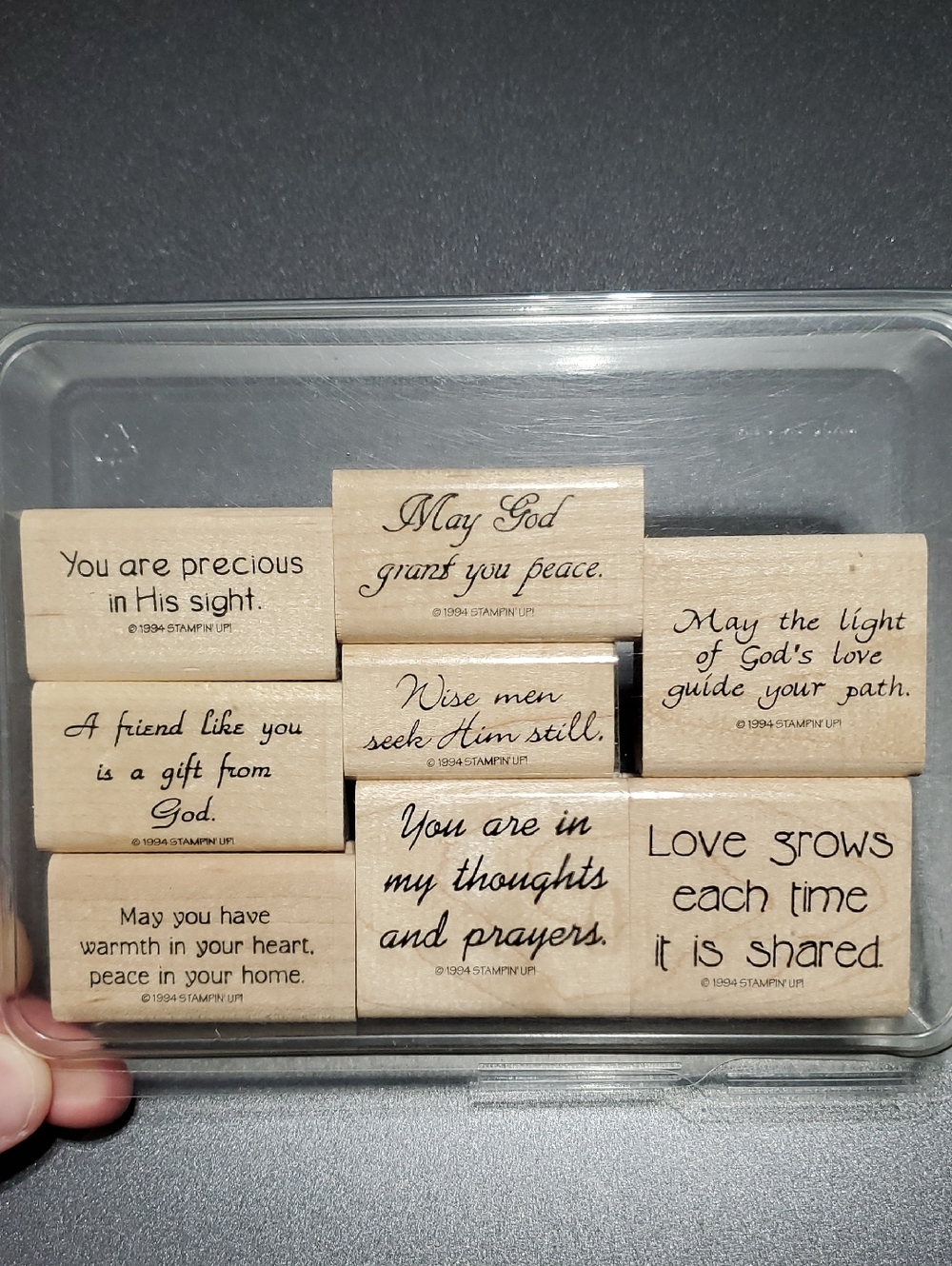 Stampin' Up! 1994 Christian Inspirational Greetings 8 pc Wooden Stamp Set